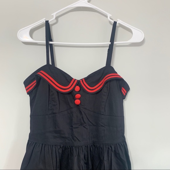 Hell Bunny Vixen Retro Red & Black Sailor Dress - Picture 3 of 5